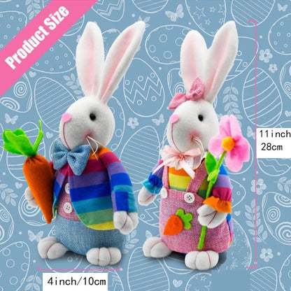 Easter Gnomes, Indoor Easter Decoration for the Home, Easter Decor Flocked Bunny Gnome Plush (2Pcs)