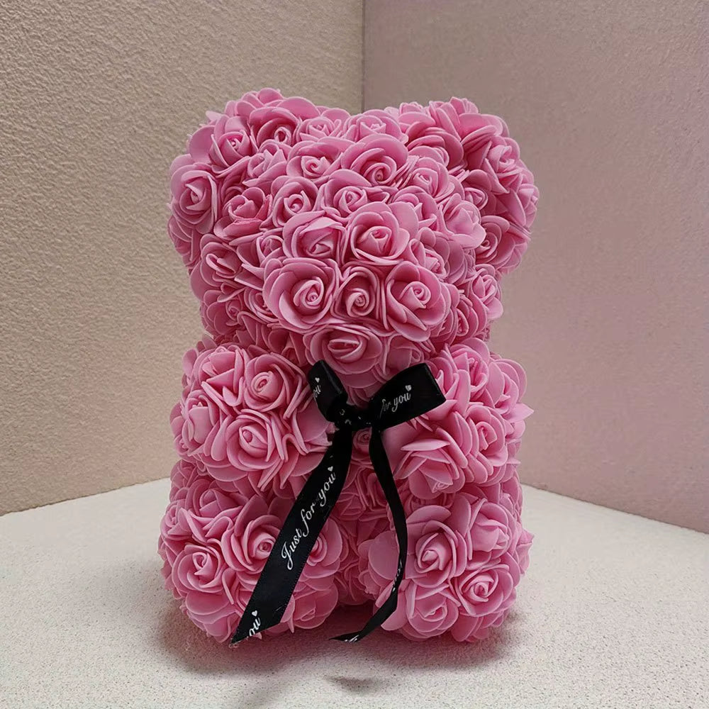 1Pc Rose Bear Artificial Foam Flowers Bear Made of Roses for Valentines Day, Mothers Day, Anniversary, Birthday Gifts