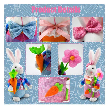 Easter Gnomes, Indoor Easter Decoration for the Home, Easter Decor Flocked Bunny Gnome Plush (2Pcs)