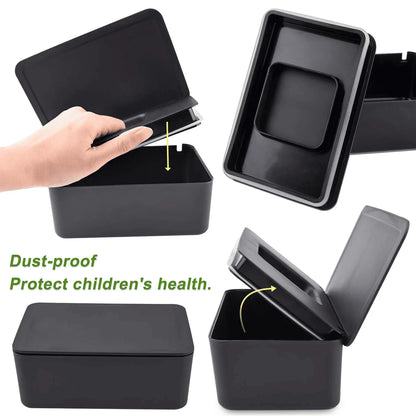 Wipes Dispenser, Portable Baby Wipes Holders Tissue Storage Box with Lid, Reusable Wipes Container Dustproof Tissues Wipes Case to Keep Wipe Fresh (Black)