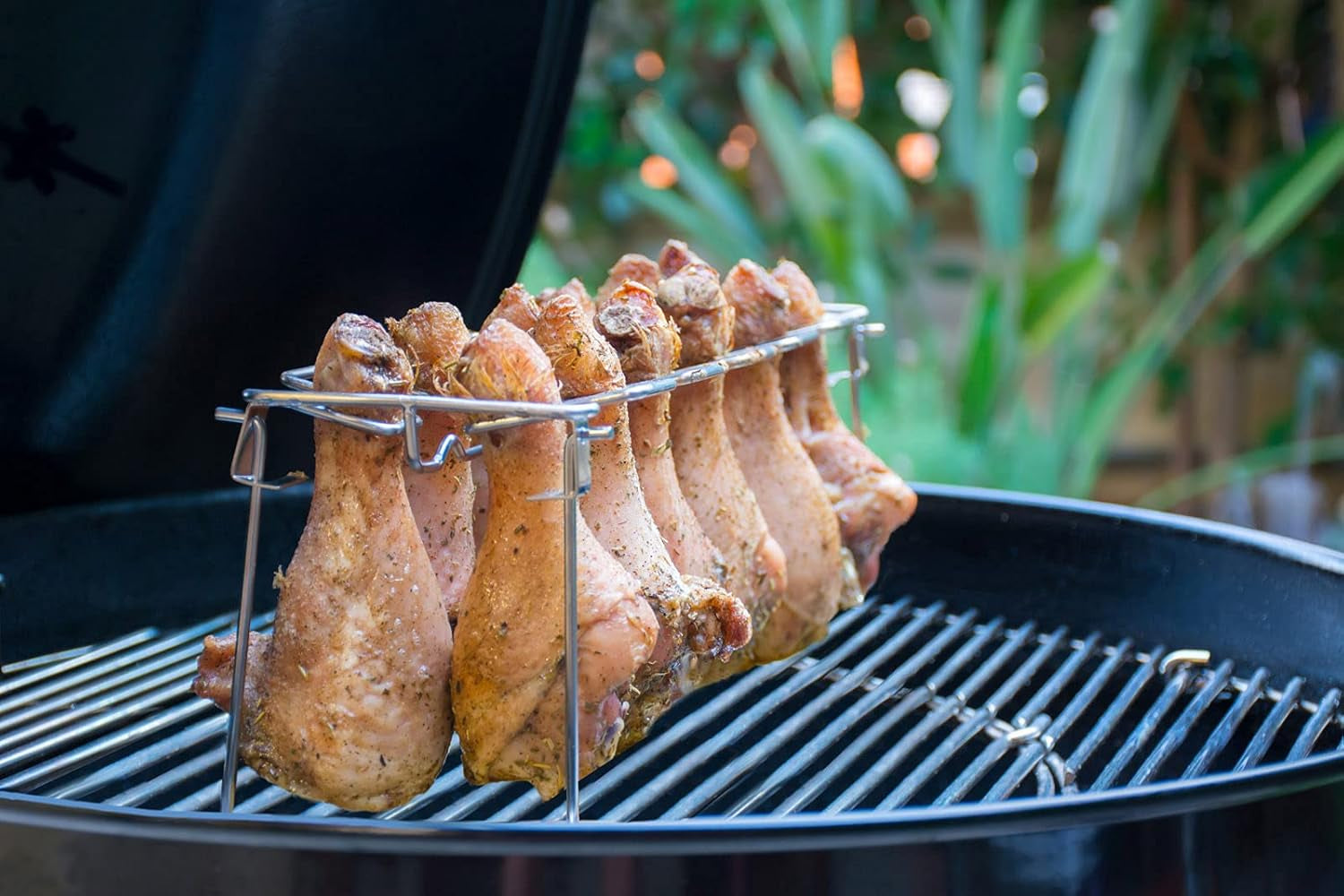 Chicken Leg and Wing Rack for Grill Smoker Oven - Easy to Use 14 Slots Chicken L