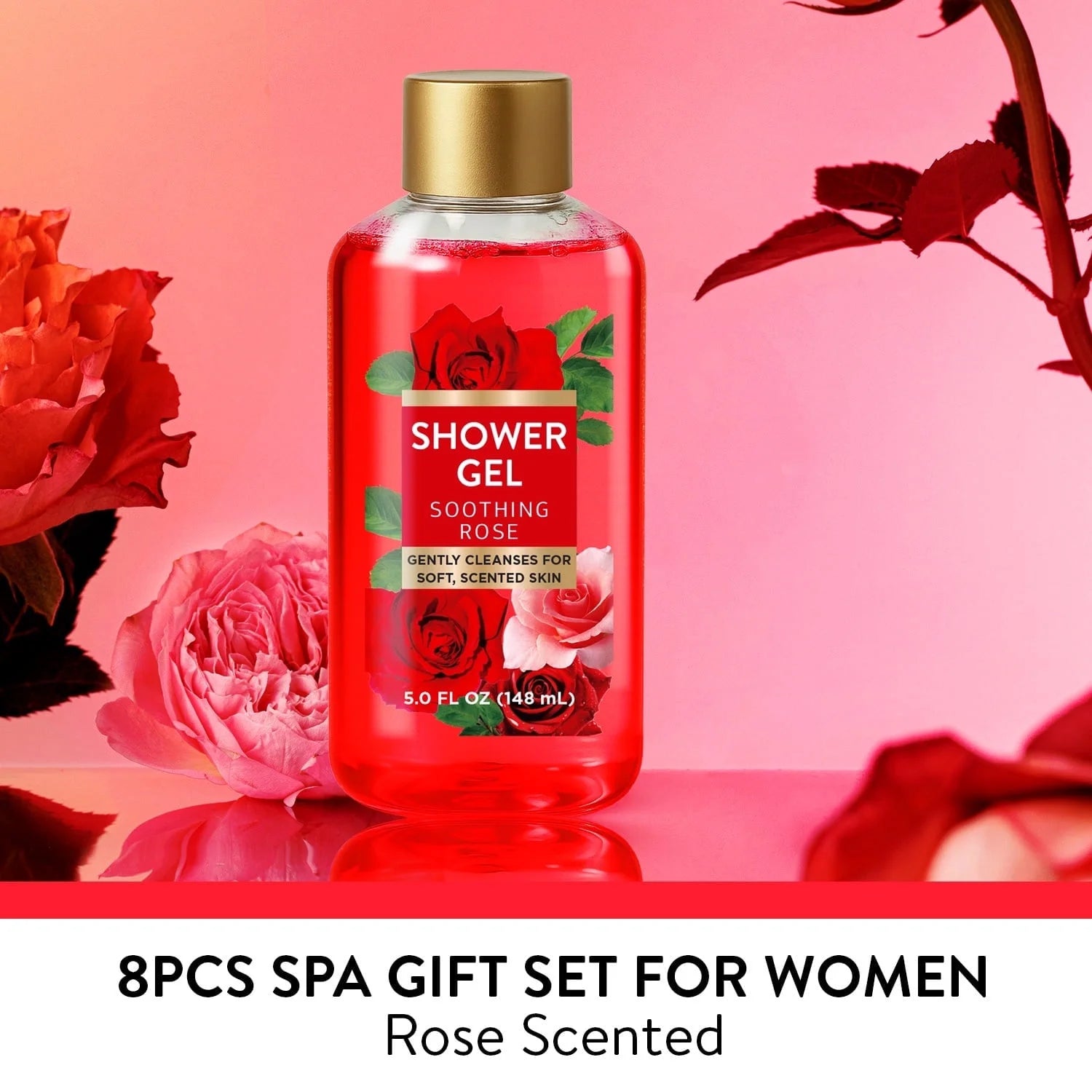 Mothers Day Body and Body Set - Luxury Rose Gift Baskets for Women, 8 Pcs
