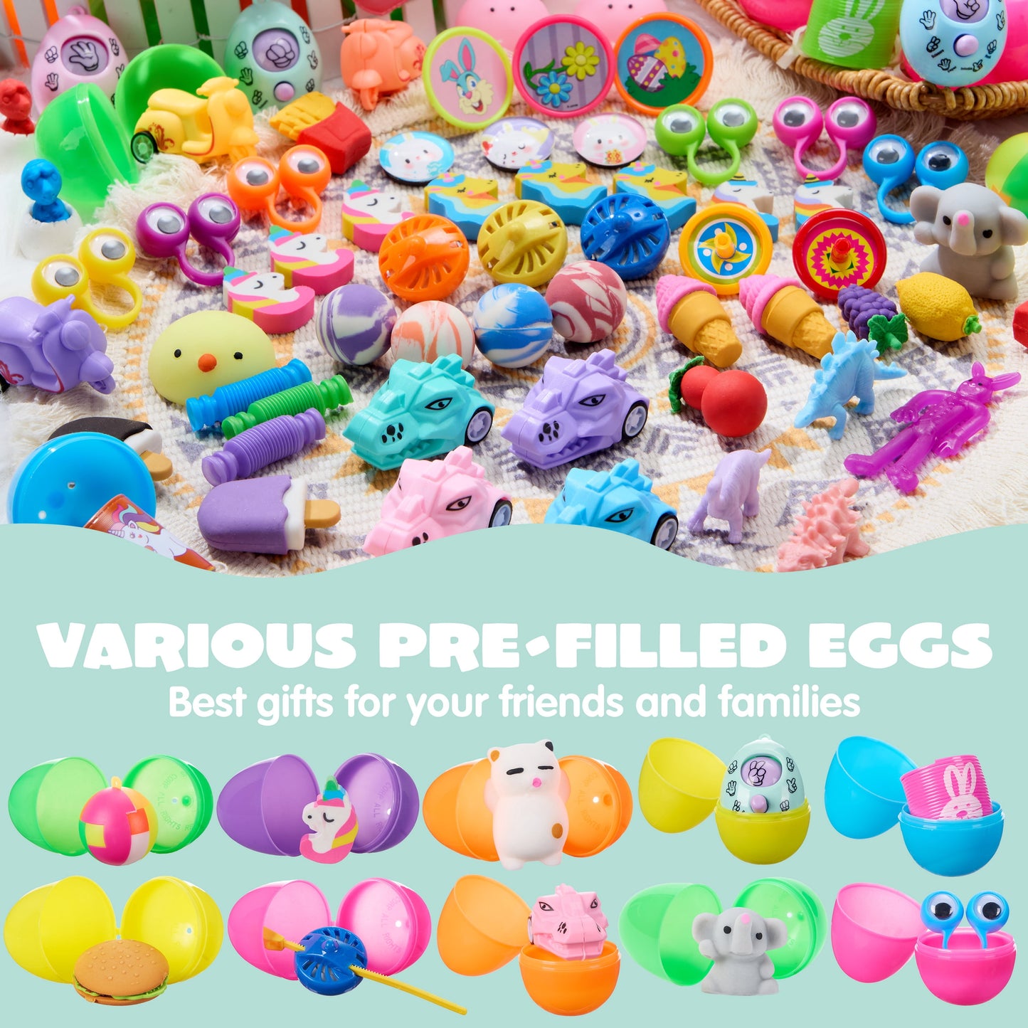 160 Packs Prefilled Easter Eggs with Assorted Toys,Easter Egg Bulk for Kids,Easter Eggs Hunt Events,Basket Stuffers Fillers,Classroom Prize Supplies