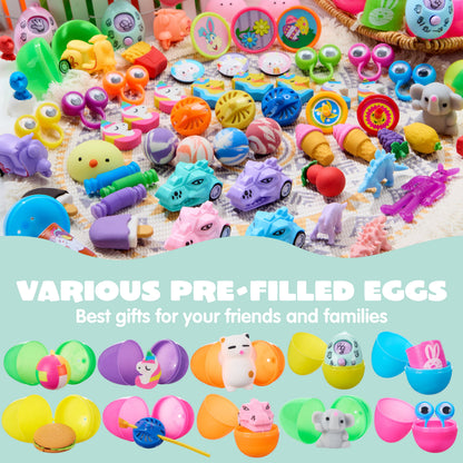 160 Packs Prefilled Easter Eggs with Assorted Toys,Easter Egg Bulk for Kids,Easter Eggs Hunt Events,Basket Stuffers Fillers,Classroom Prize Supplies