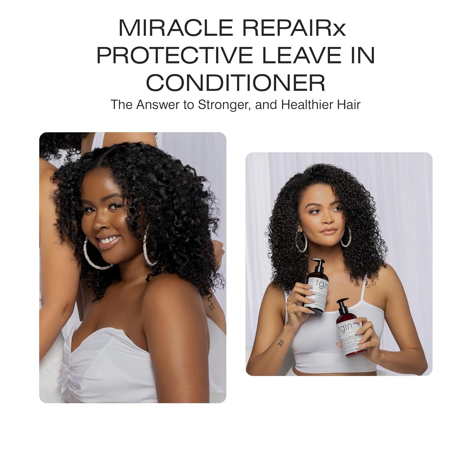 Tgin Miracle Repairx Protective Leave in Conditioner for Curly, Coily, Wavy Hair Includes Biotin, Black Castor Oil, Repairs, Restores Damaged, Color-Treated Hair, 13 Oz