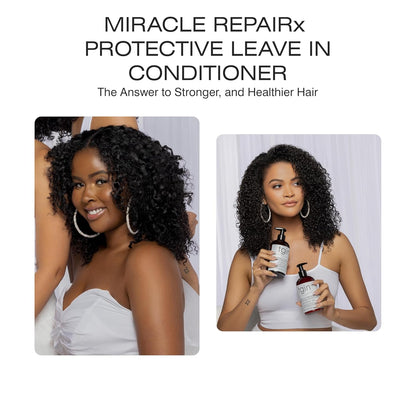 Tgin Miracle Repairx Protective Leave in Conditioner for Curly, Coily, Wavy Hair Includes Biotin, Black Castor Oil, Repairs, Restores Damaged, Color-Treated Hair, 13 Oz