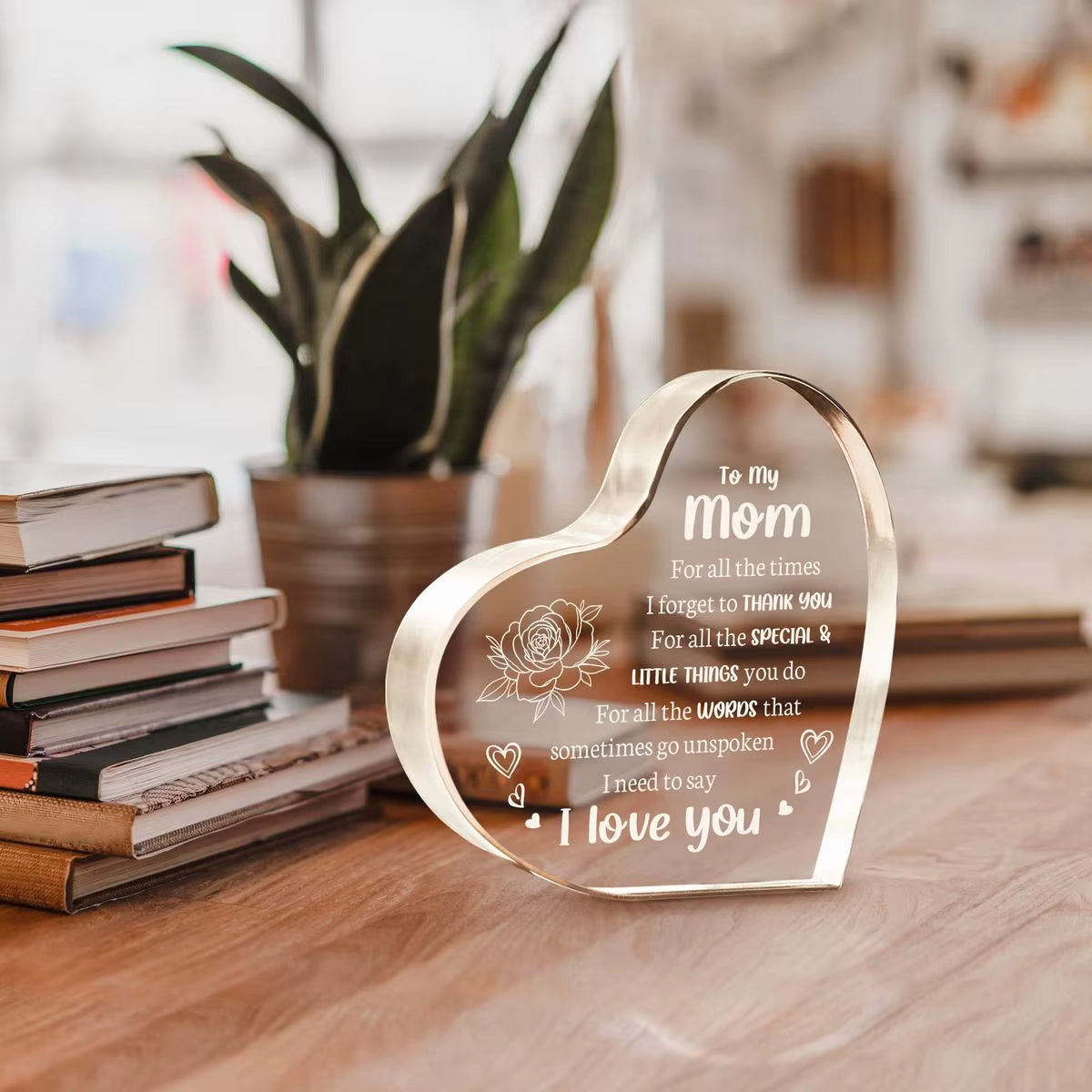 Son Daughter for Momgifts， Mom Birthday Gifts Mothers Day Gifts - Acrylic Heart-Shaped Best Valentines Day Christmas Gift