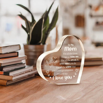 Son Daughter for Momgifts， Mom Birthday Gifts Mothers Day Gifts - Acrylic Heart-Shaped Best Valentines Day Christmas Gift