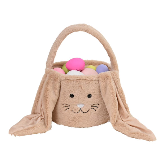 Easter Basket Plush Easter Bunny Long Ears Bags Easter Basket Rabbit Buckets Easter Tote Bags Children Gift Storage Handbag Easter Basket Stuffers