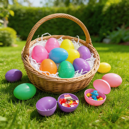 100PCS Plastic Easter Eggs, Empty 2.3" Eggs Bulk Fillable for Easter Hunt Party Favor Basket Stuffers Filler Classroom Prize Supplies Decor